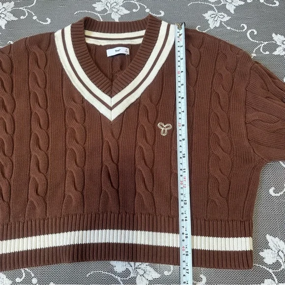 Aritzia TNA Clay Crop Varsity Sweater Sweater Sz Small - Picture 6 of 6